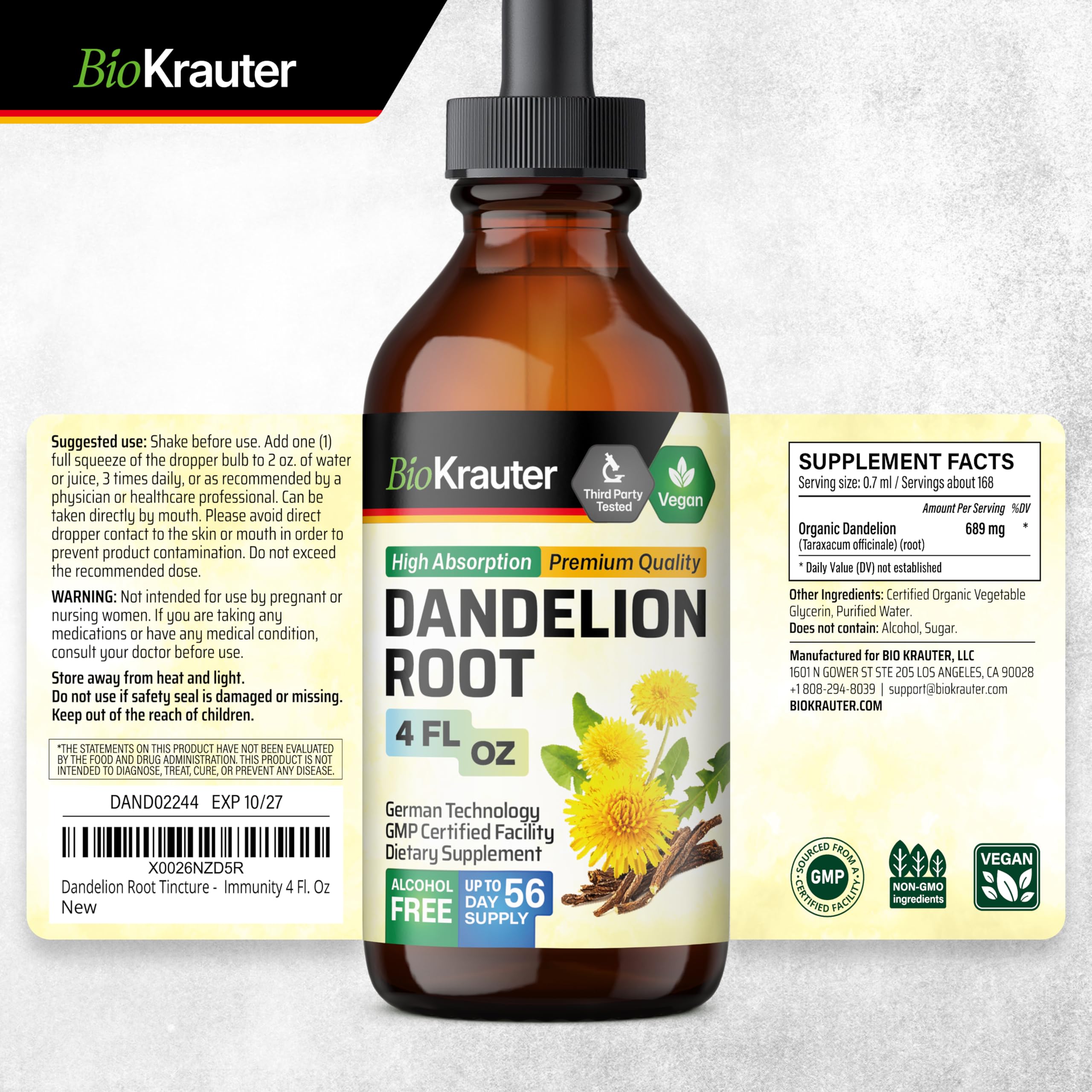 BIO KRAUTER Dandelion Root Extract daily-use setup on kitchen counter