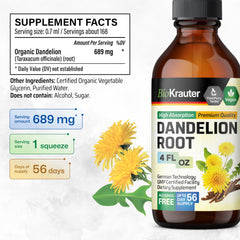 BIO KRAUTER Dandelion Root Extract dropper pour showing easy dosing