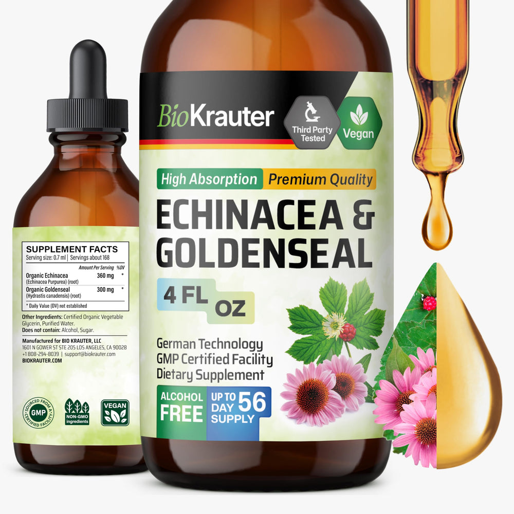 BIO KRAUTER Echinacea Goldenseal drops bottle ready for daily immune support