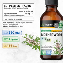 BIO KRAUTER ingredients: water, glycerin, and motherwort herb detail.