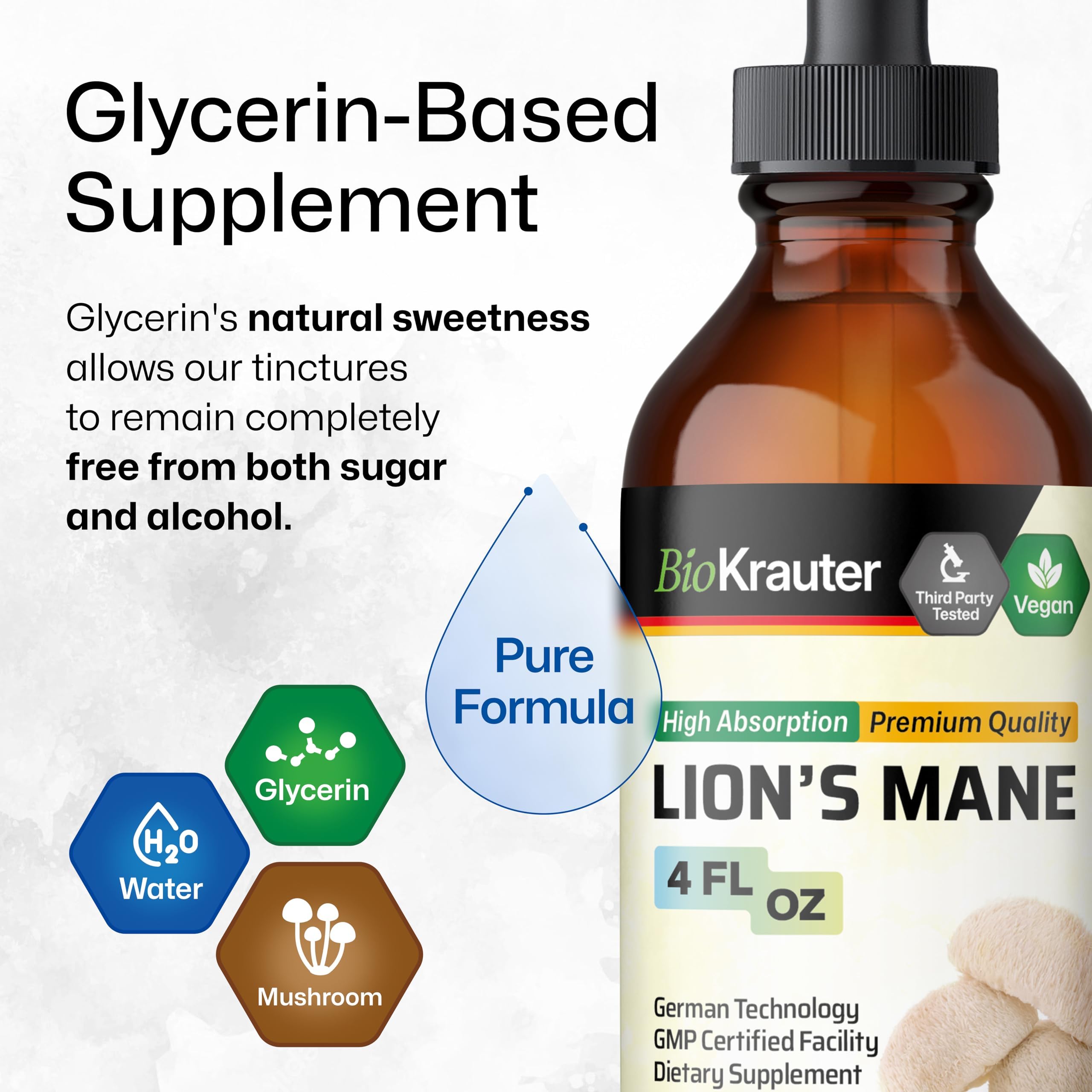 BIO KRAUTER Lions Mane shows up to 98% absorption potential.