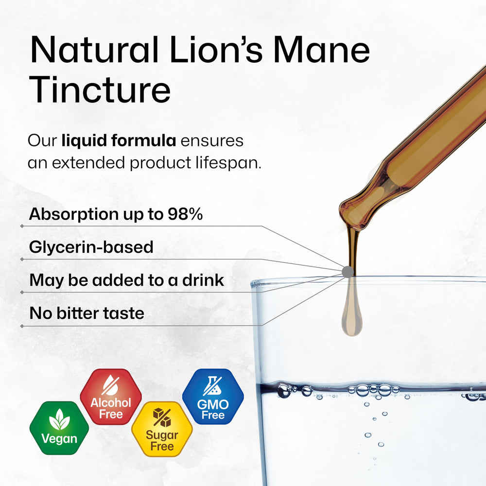 BIO KRAUTER Lions Mane tincture glass bottle for convenient use.