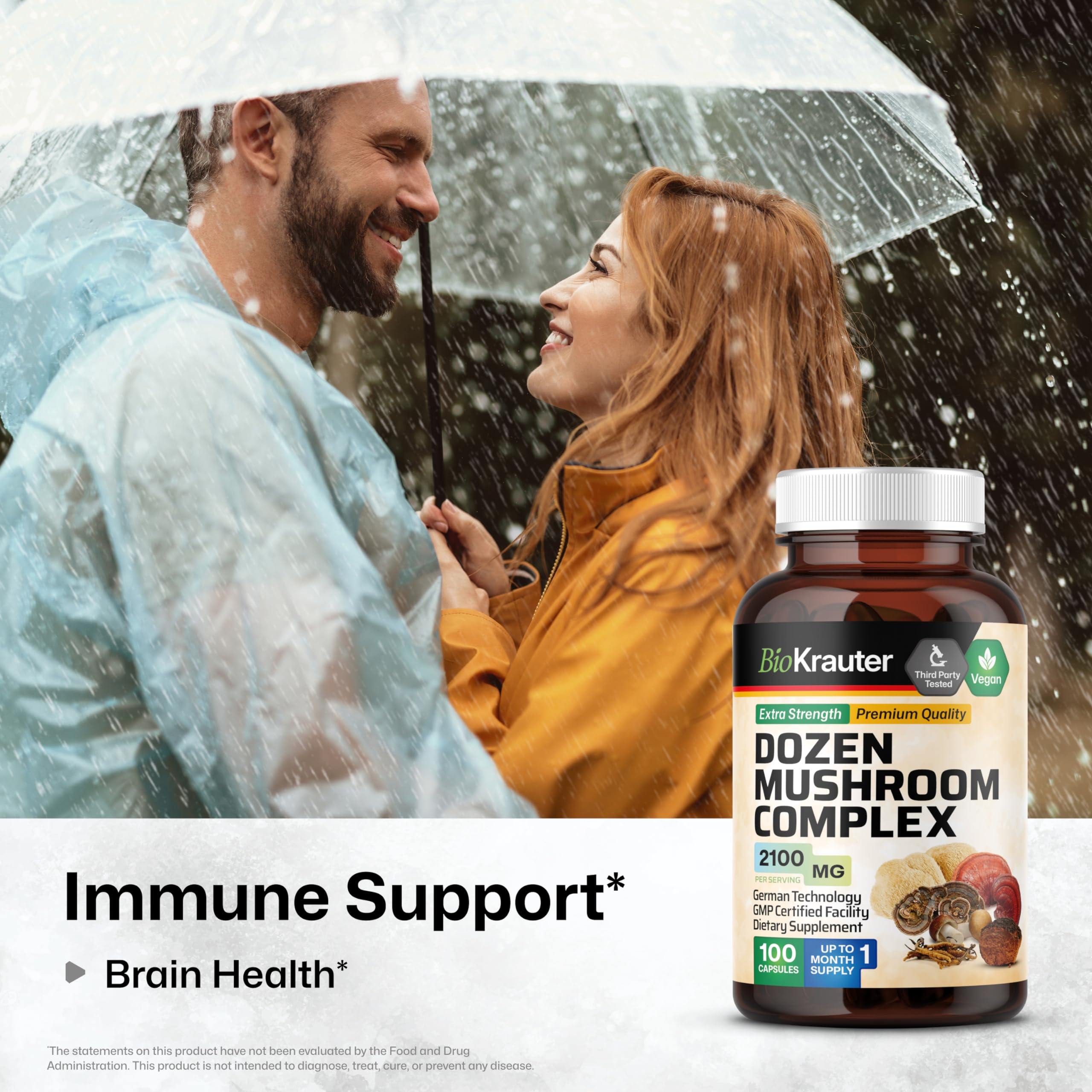 BIO KRAUTER Mushroom Complex bottle back with ingredients and serving details