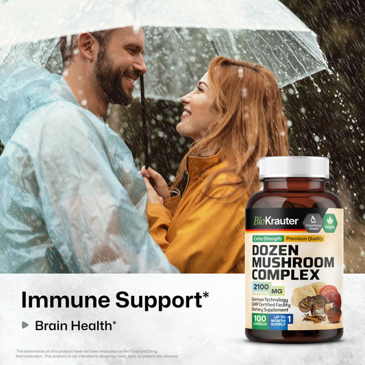 BIO KRAUTER Mushroom Complex bottle back with ingredients and serving details