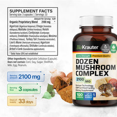 Close-up of the 12-mushroom blend in the BIO KRAUTER formula