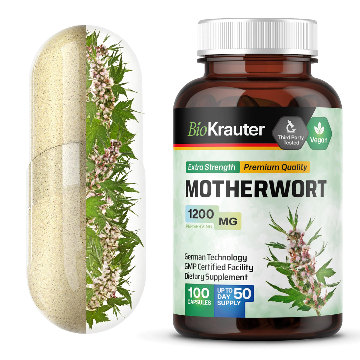BIO KRAUTER bottle of Perimenopause capsules provides daily calm support.