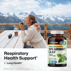 BIO KRAUTER Spearmint capsules closeup showing vegan, filler-free formula for daily use.