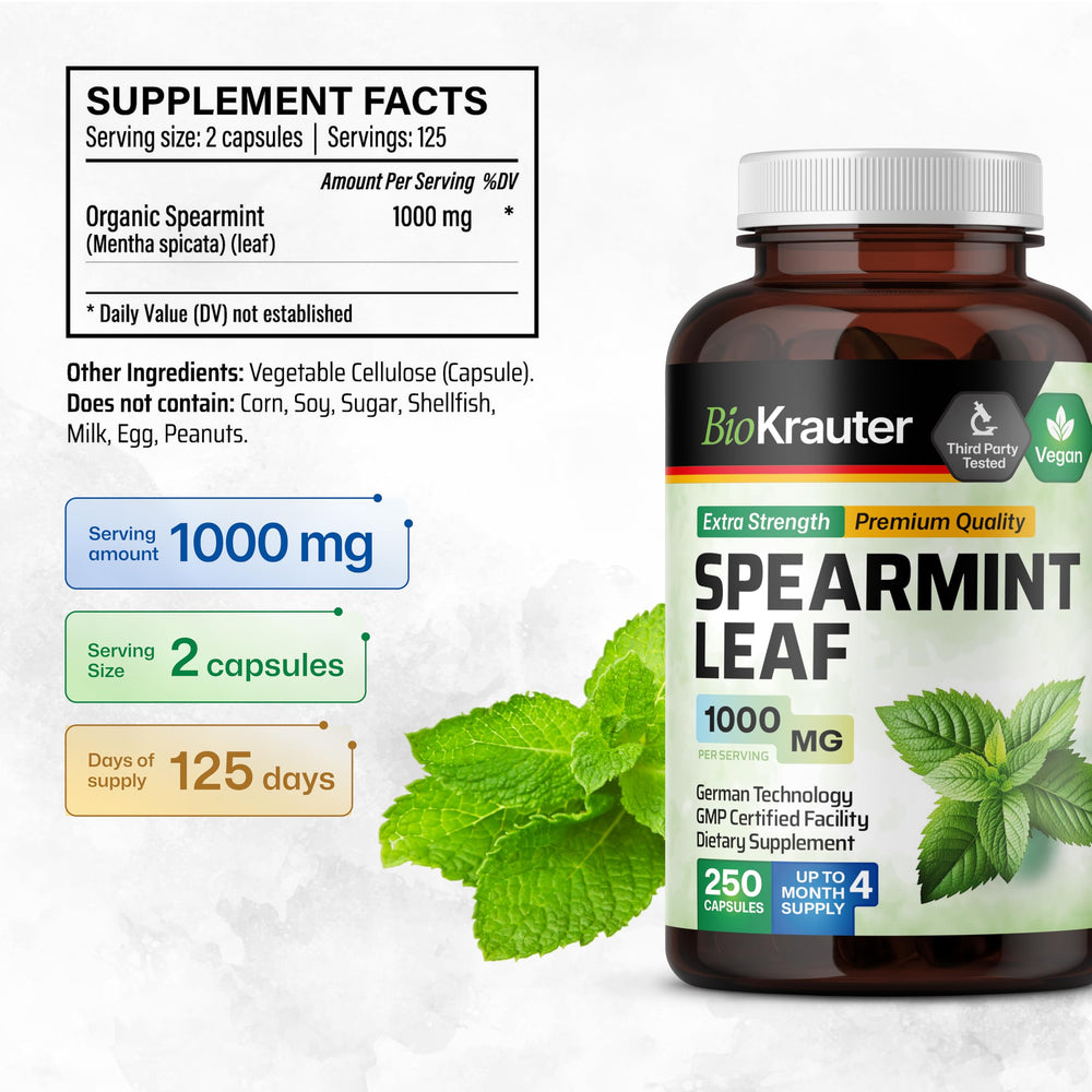 BIO KRAUTER Spearmint label front highlighting clean ingredients.