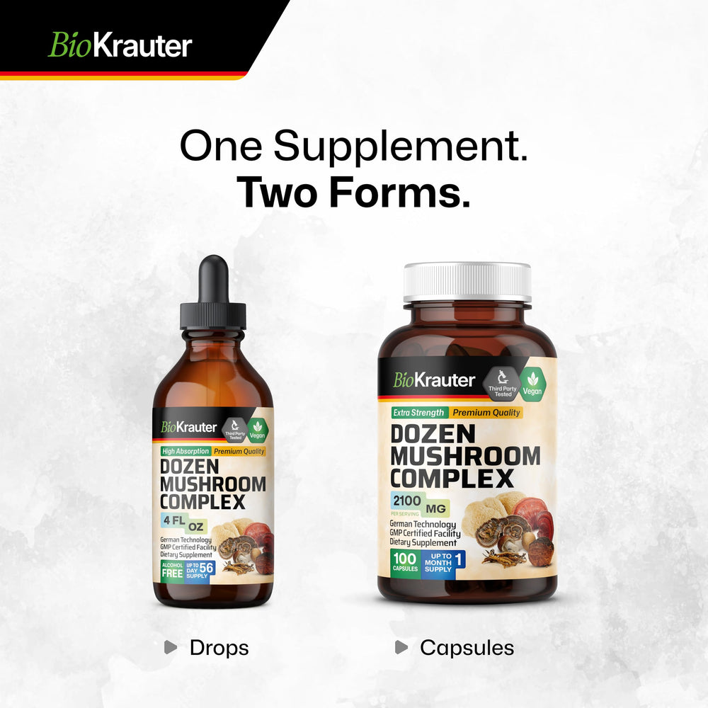Vegan-friendly BIO KRAUTER capsules showing simple two-ingredient formula