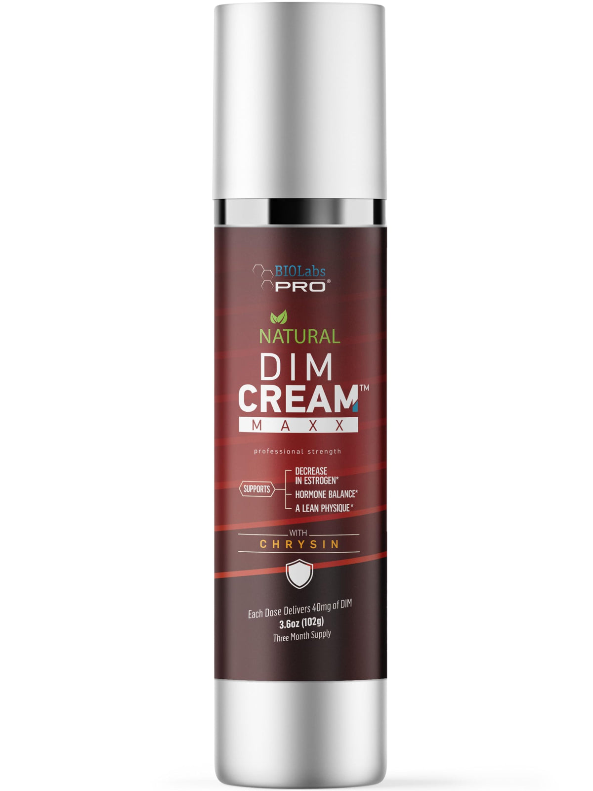 BIOLABS PRO Estrogen Blocker cream bottle with pump for easy daily use.