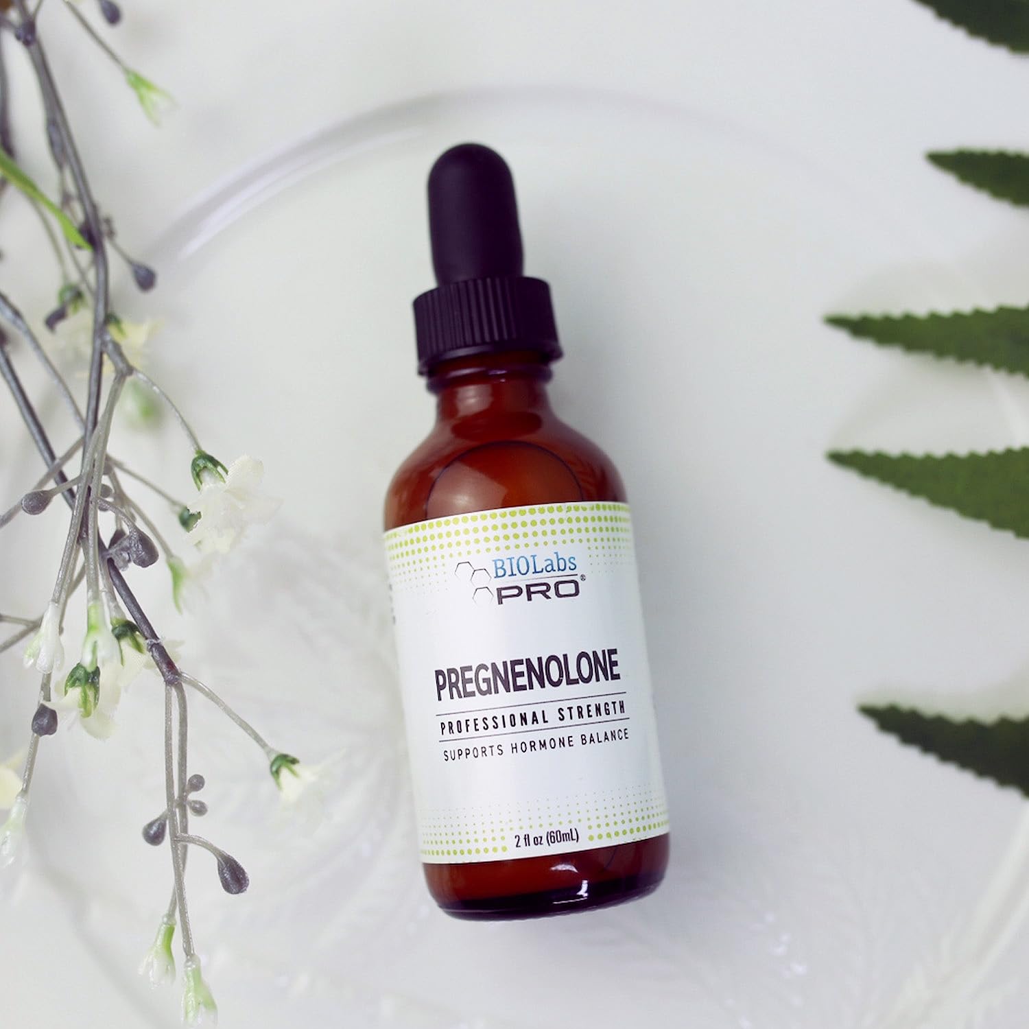 BIOLABS PRO Pregnenolone oil stirred into a beverage for convenient use
