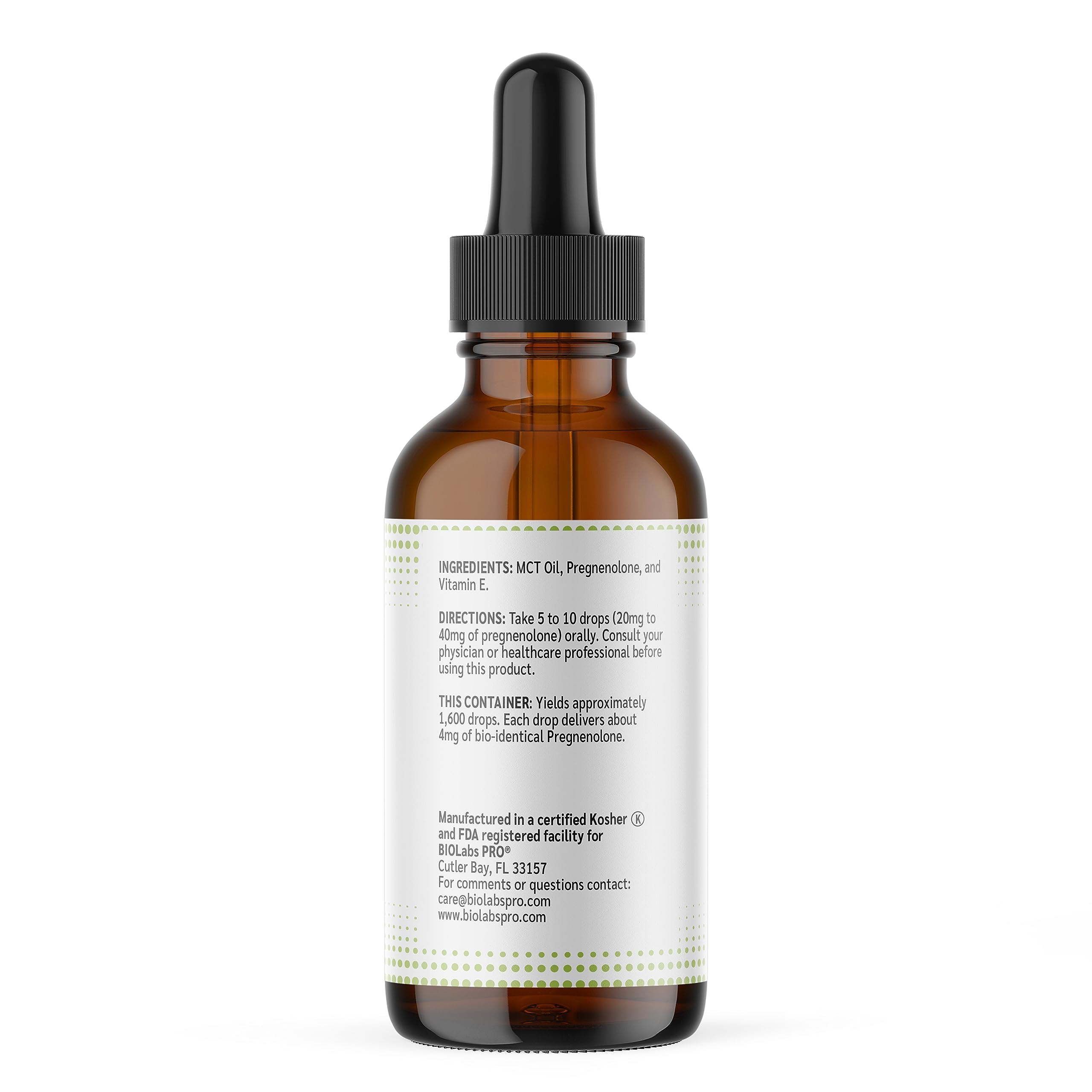 BIOLABS PRO Pregnenolone oil six-month supply in one bottle for long-lasting use