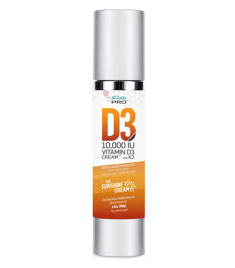 BIOLABS PRO Vitamin D3 10000IU cream bottle for daily use