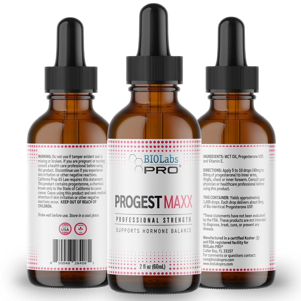 Biolabs PRO Progest MAXX oil pump demonstrating easy daily dosing.
