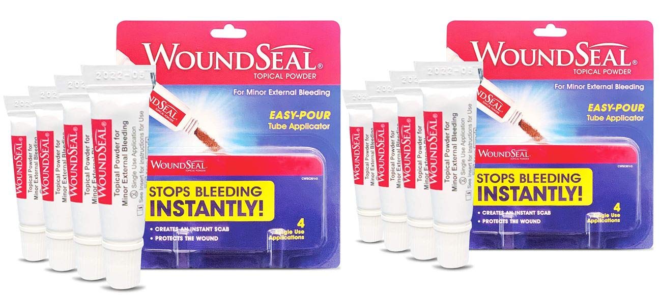 Biolife WoundSeal bottle dispensing powder to seal minor wounds quickly