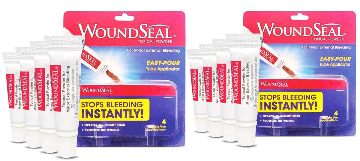 Biolife WoundSeal bottle dispensing powder to seal minor wounds quickly