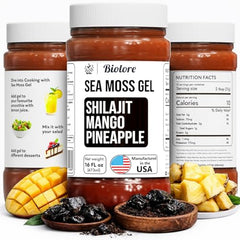 Biolore wildcrafted sea moss gel with shilajit front label for a clean nutrition boost.