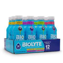 BIOLYTE bottle front view showing the hydrating electrolyte formula.