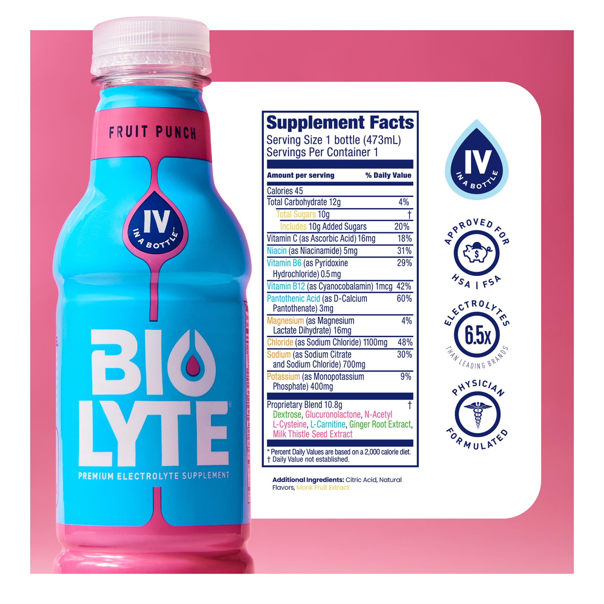 BIOLYTE bottle pour shows easy serving during workouts