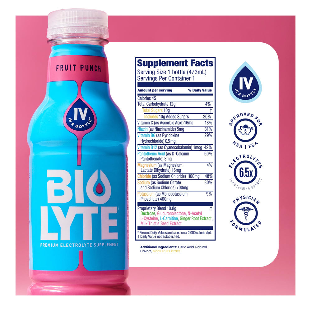 BIOLYTE bottle pour shows easy serving during workouts
