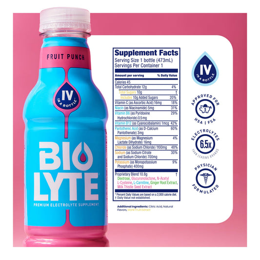 BIOLYTE bottle pour shows easy serving during workouts