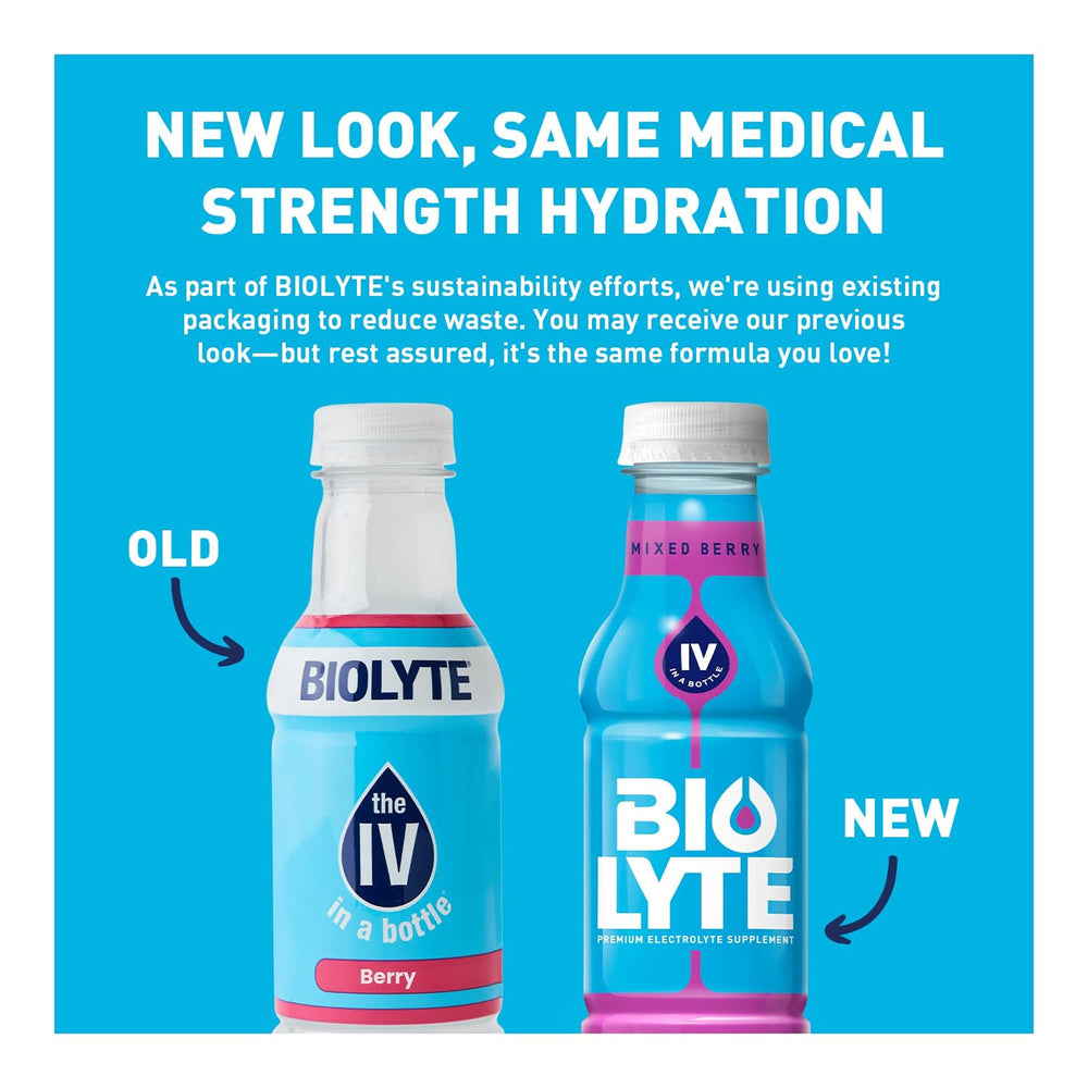 BIOLYTE mixed berry pour showing refreshing hydration