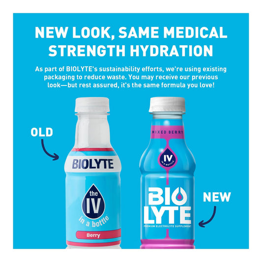 BIOLYTE mixed berry pour showing refreshing hydration