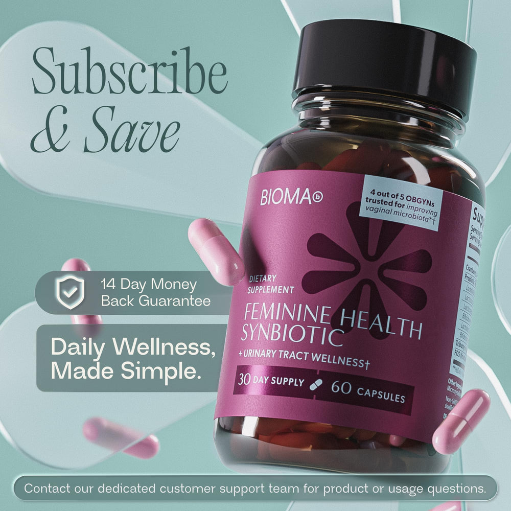 BIOMA brand packaging display underscores trusted feminine wellness option.