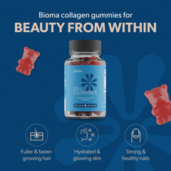 Bioma Beauty Gummies close-up highlighting chewy texture for daily use.