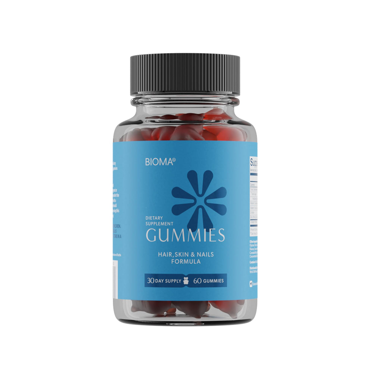Bioma Hair, Skin & Nails Beauty Gummies packaging view for convenient daily support.