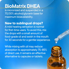 BioMatrix DHEA Liquid Drops sublingual application ready for direct absorption