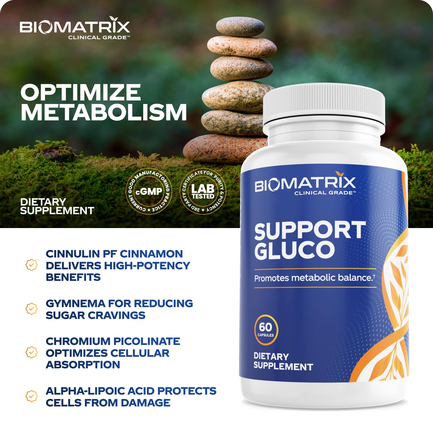 BioMatrix Metabolism cinnamon extract emphasizes carbohydrate processing at mealtime.