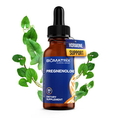 BioMatrix Pregnenolone sublingual drops bottle for mood and memory support.
