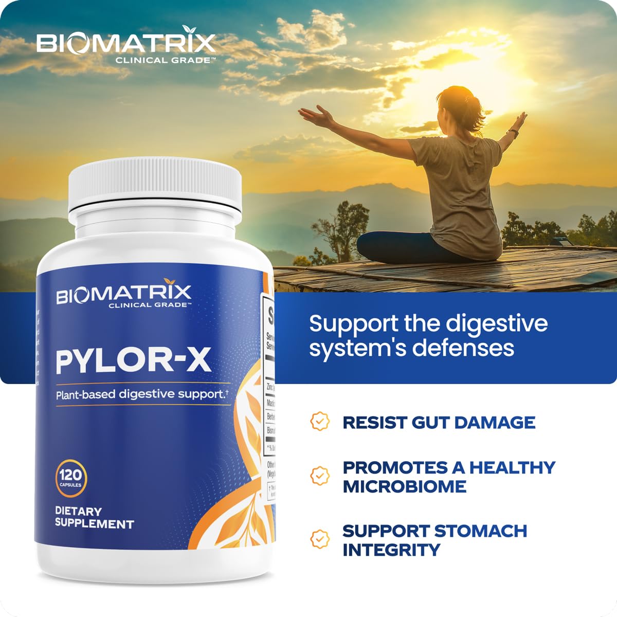 BioMatrix Pylor-X capsules arranged for easy daily support