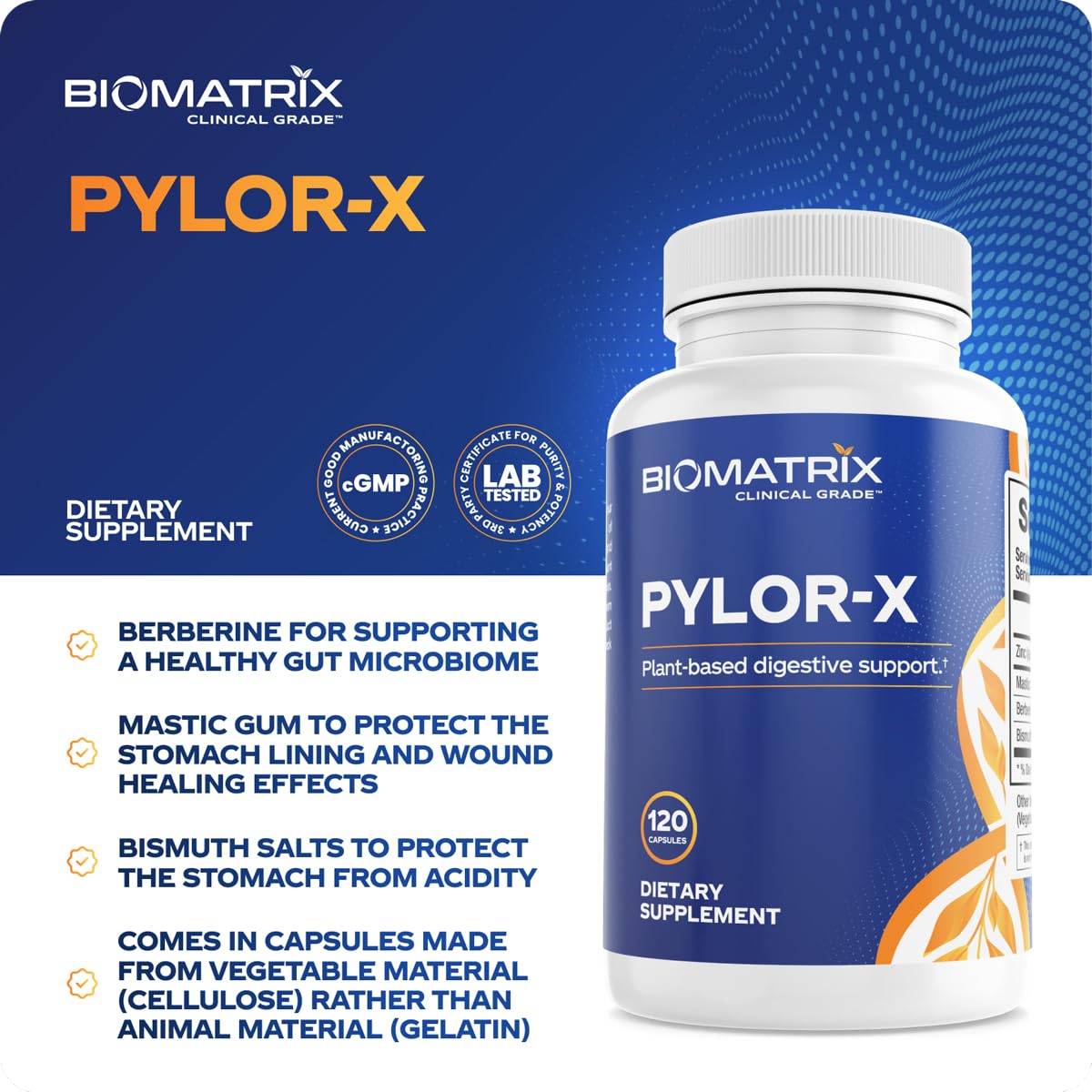 BioMatrix Pylor-X label closeup highlights natural ingredients