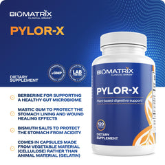 BioMatrix Pylor-X label closeup highlights natural ingredients