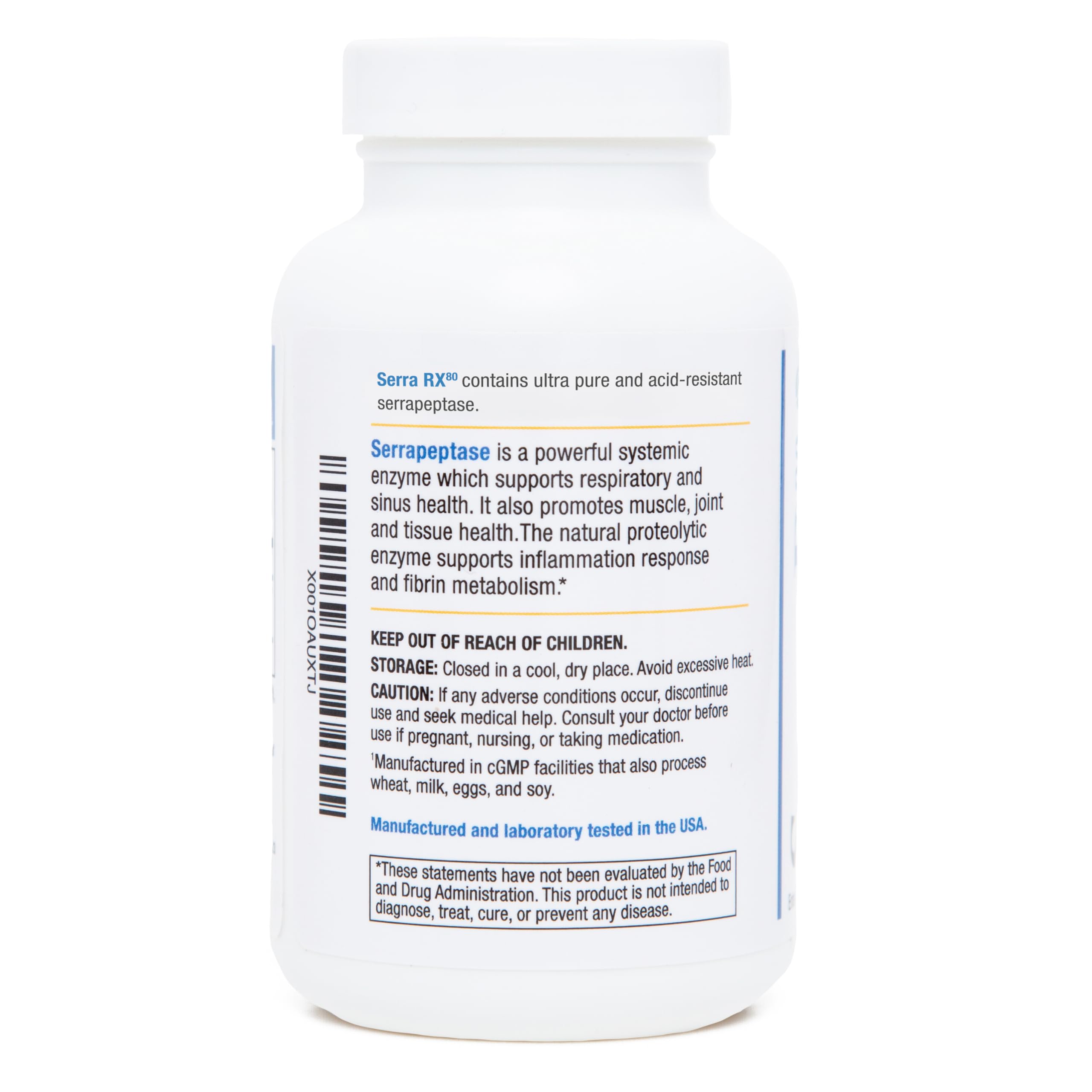Close-up of acid resistant coating on Serra-RX label highlighting purity and safety