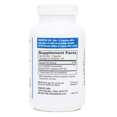 Biomedic Labs RX Serra-RX capsules on white, vegan and gluten-free daily support