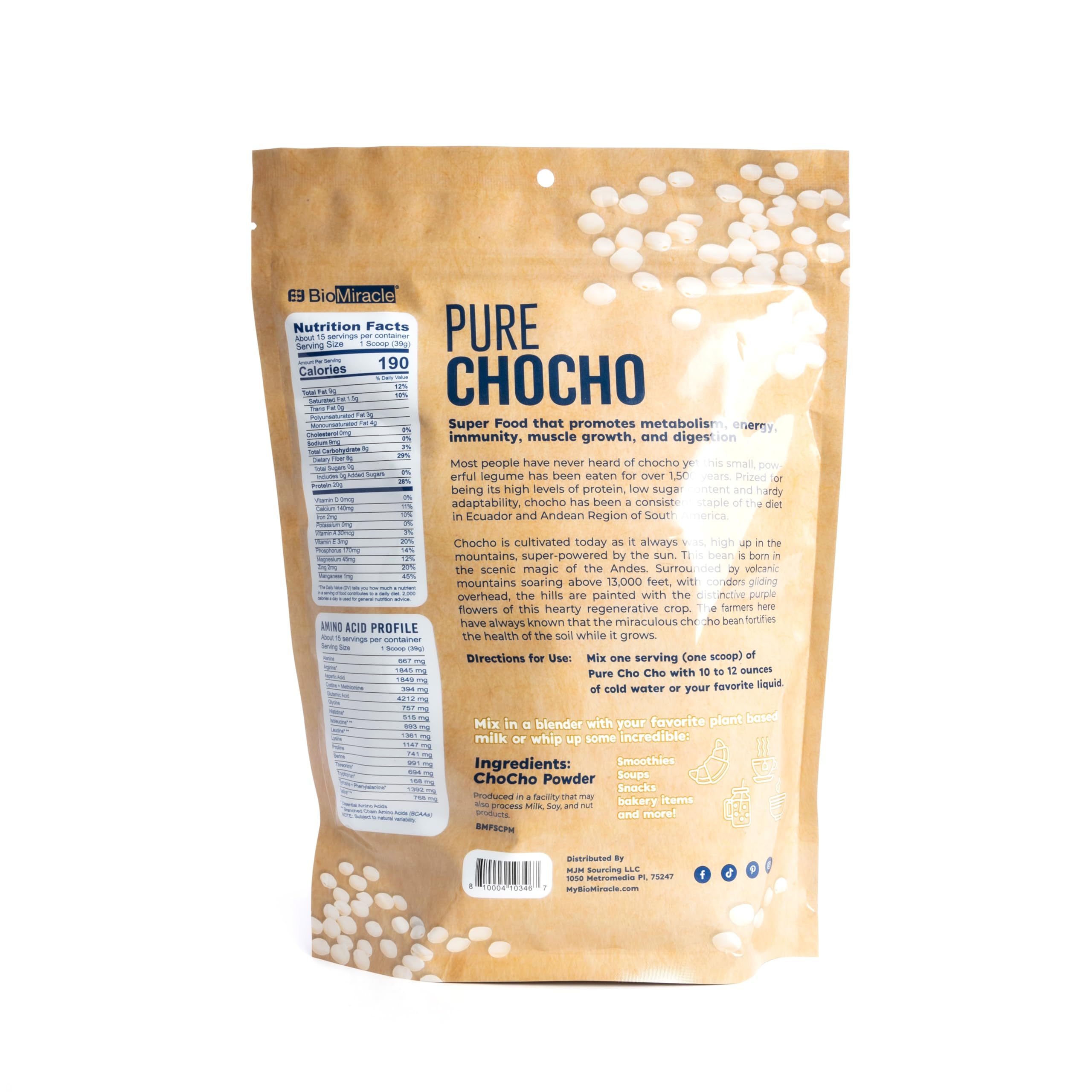 BioMiracle hydrolyzed chocho in glass jar, shelf-stable plant protein