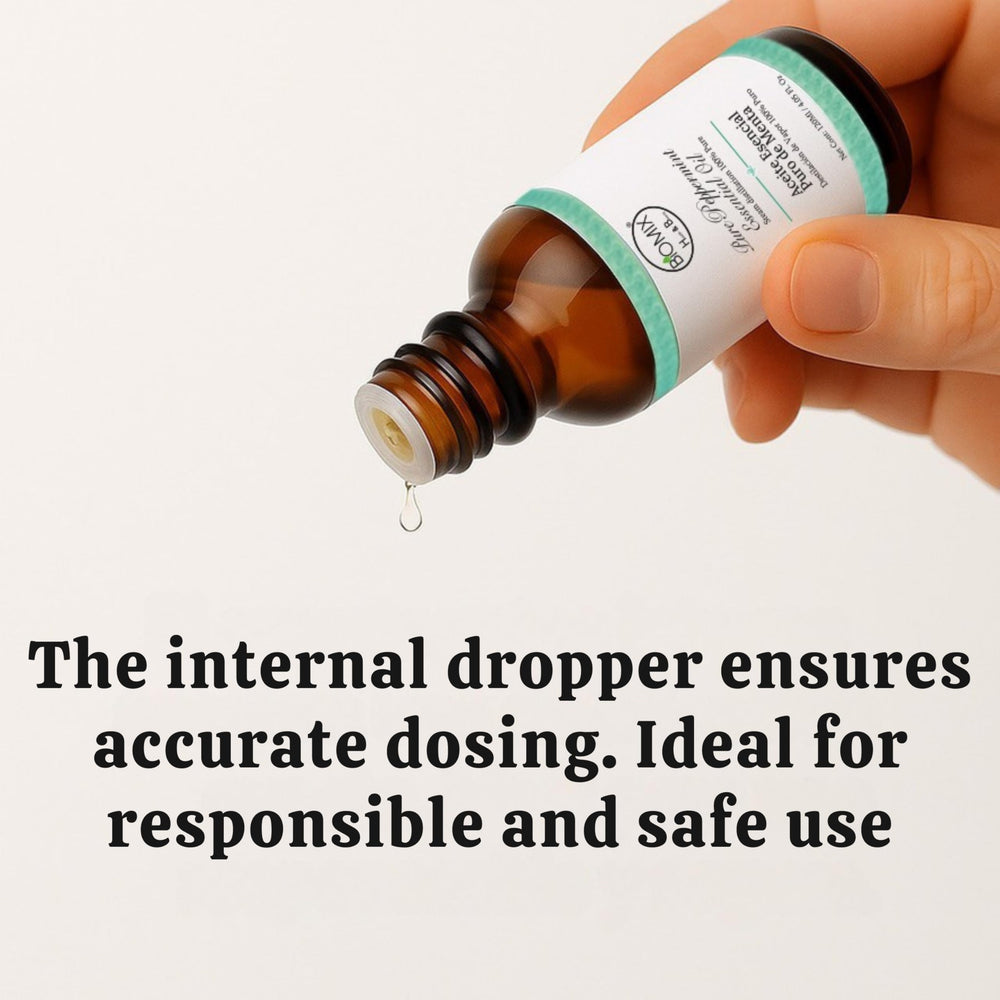 BIOMIX peppermint oil bottle ready for dilution in carrier oils for blends.