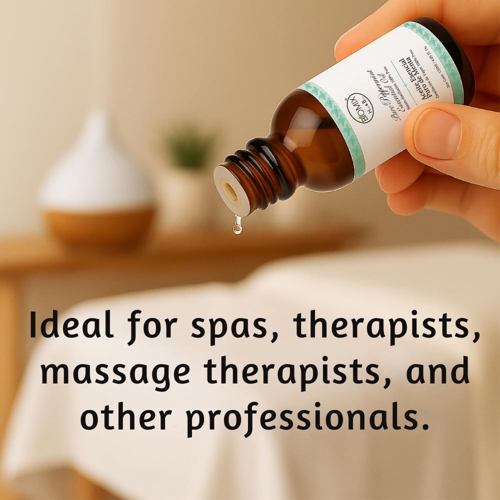 BIOMIX peppermint oil dropper enables precise application for skincare and massage.