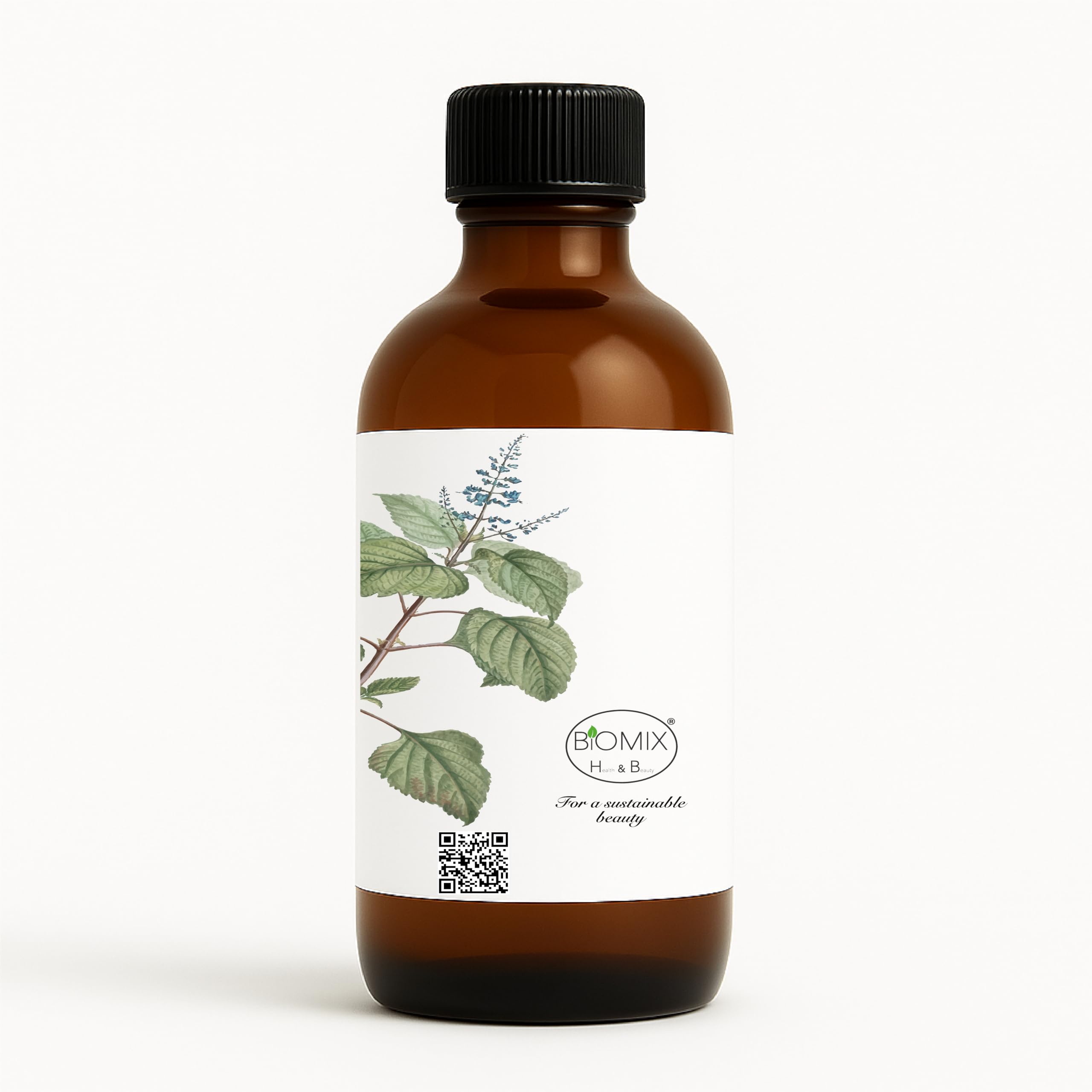 BIOMIX peppermint oil bottle used to flavor desserts and beverages.