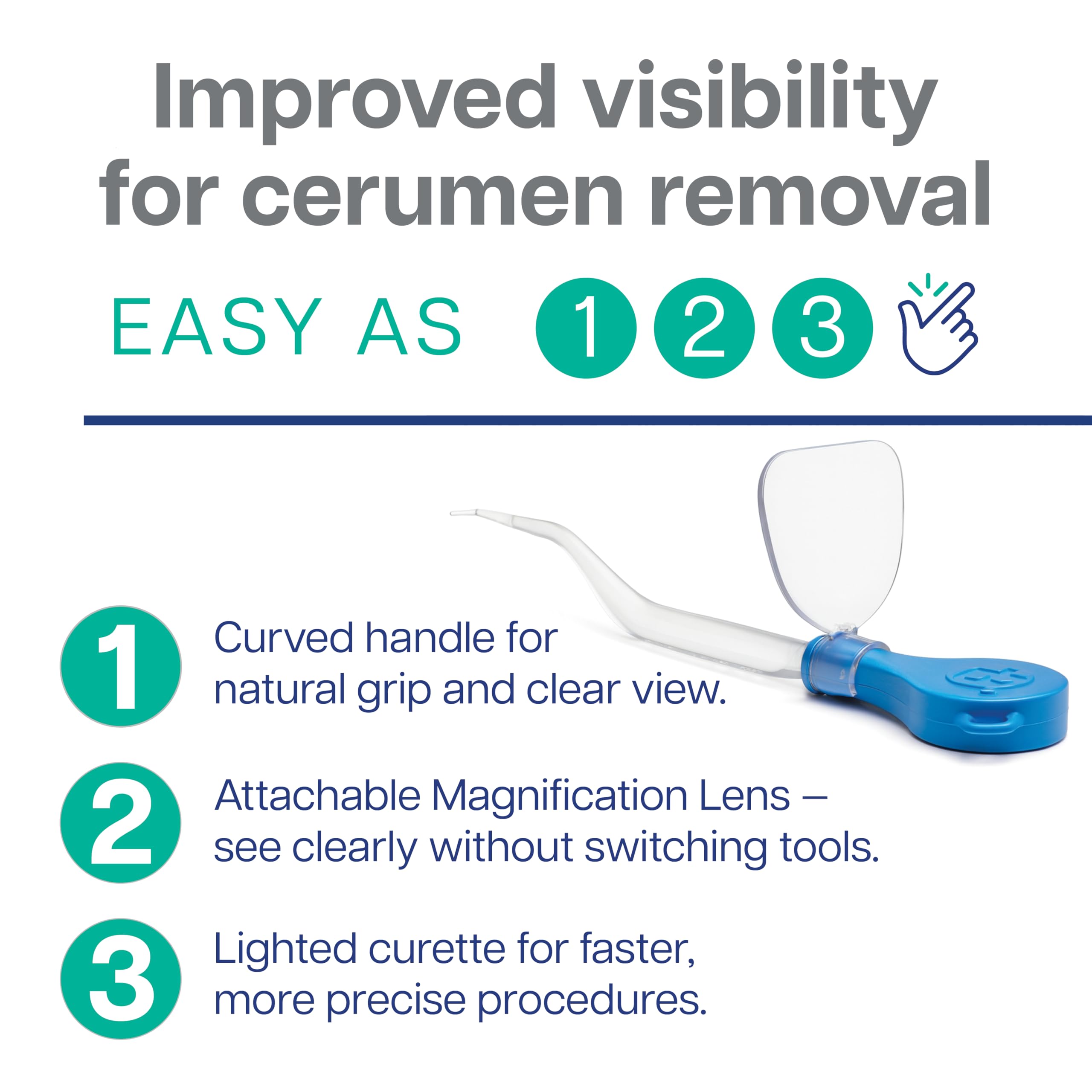Bionix ClearLook Lighted MicroLoop curette for gentle, controlled cerumen removal.