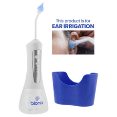 Bionix OtoClear portable ear irrigation unit ready for on-the-go use.