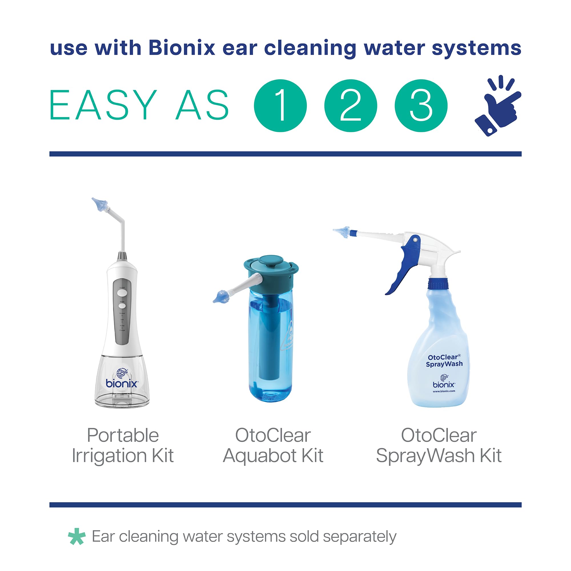 Soft, flexible Bionix OtoClear tip designed for comfortable ear irrigation.