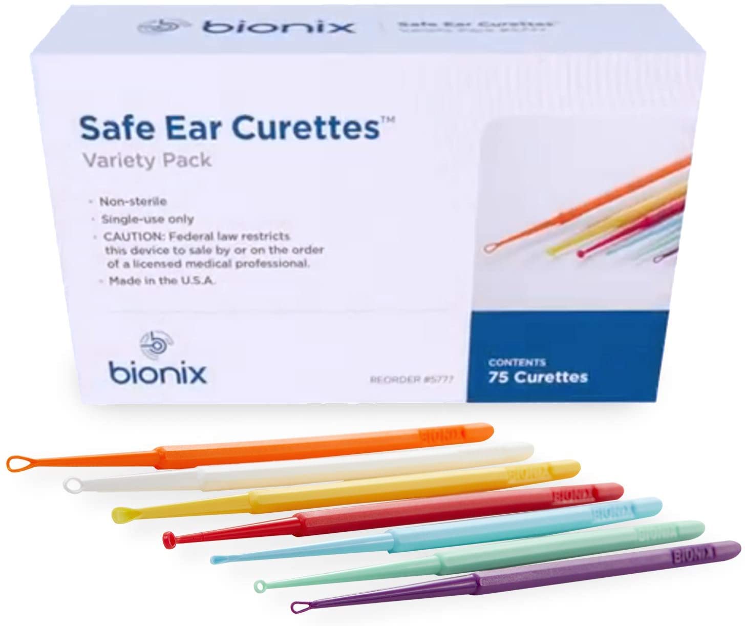 Bionix Safe Ear Curette Variety Pack box showing diverse tools for ear cleaning
