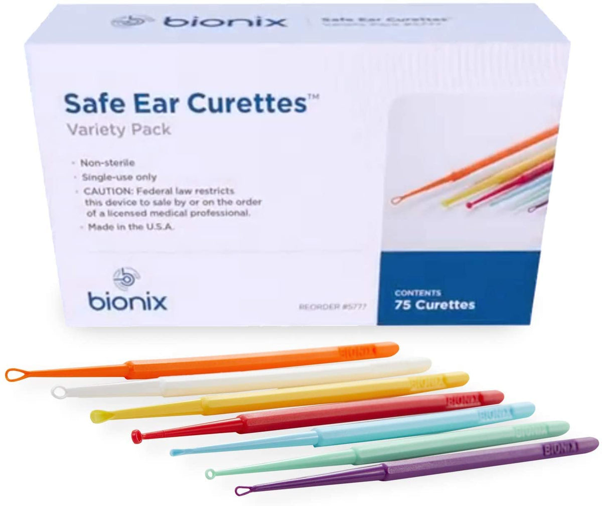 Bionix Safe Ear Curette Variety Pack box showing diverse tools for ear cleaning