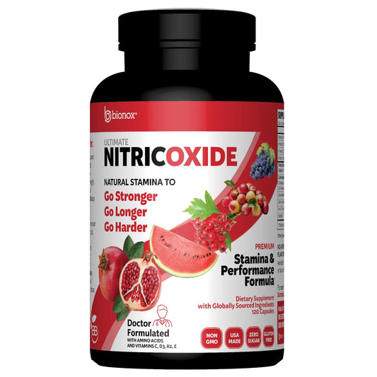 Bionox Potent Nitric Oxide Capsules bottle for daily energy and circulation support