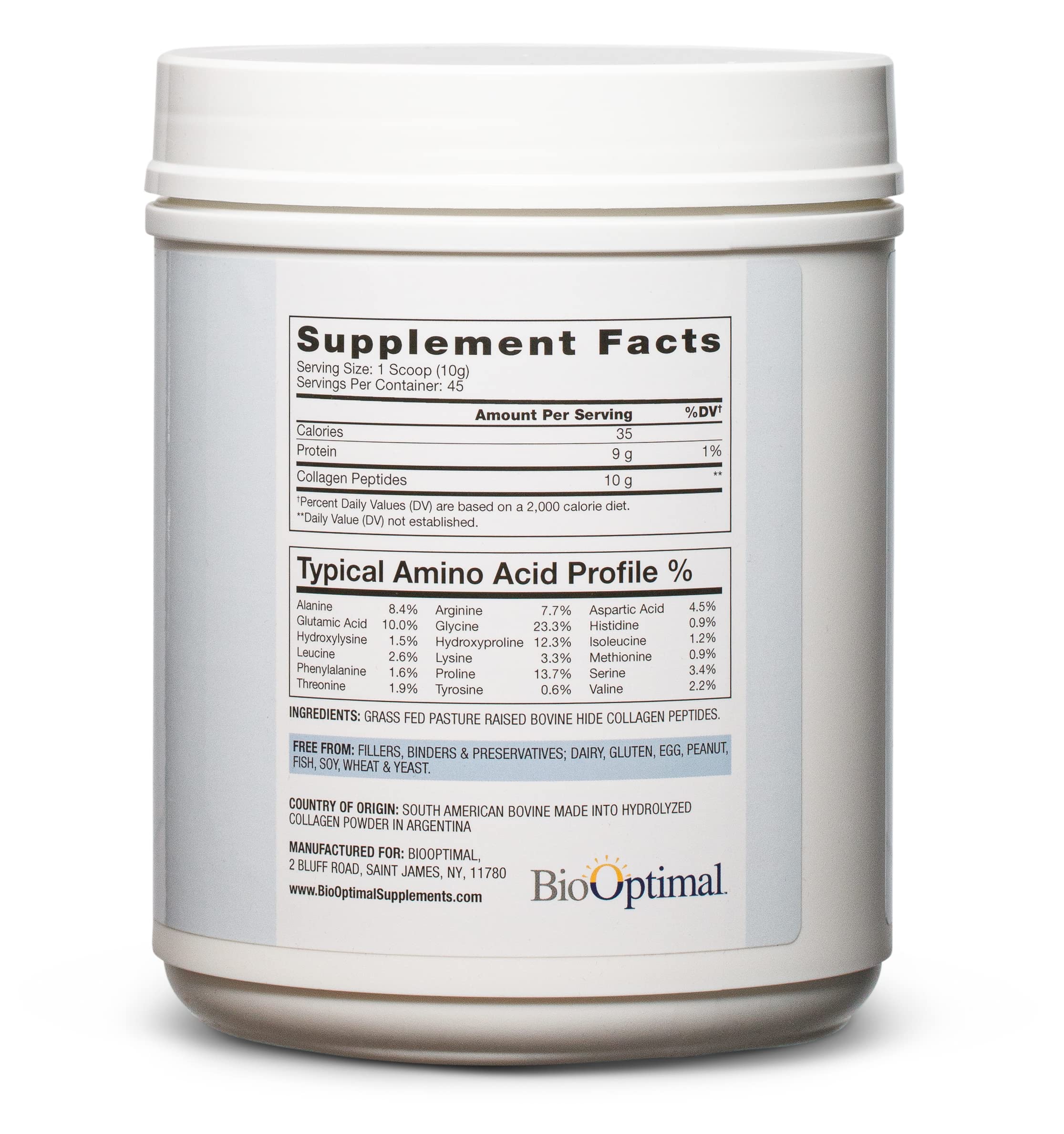 BioOptimal Collagen Peptides Powder being poured shows quick mix and smooth texture.