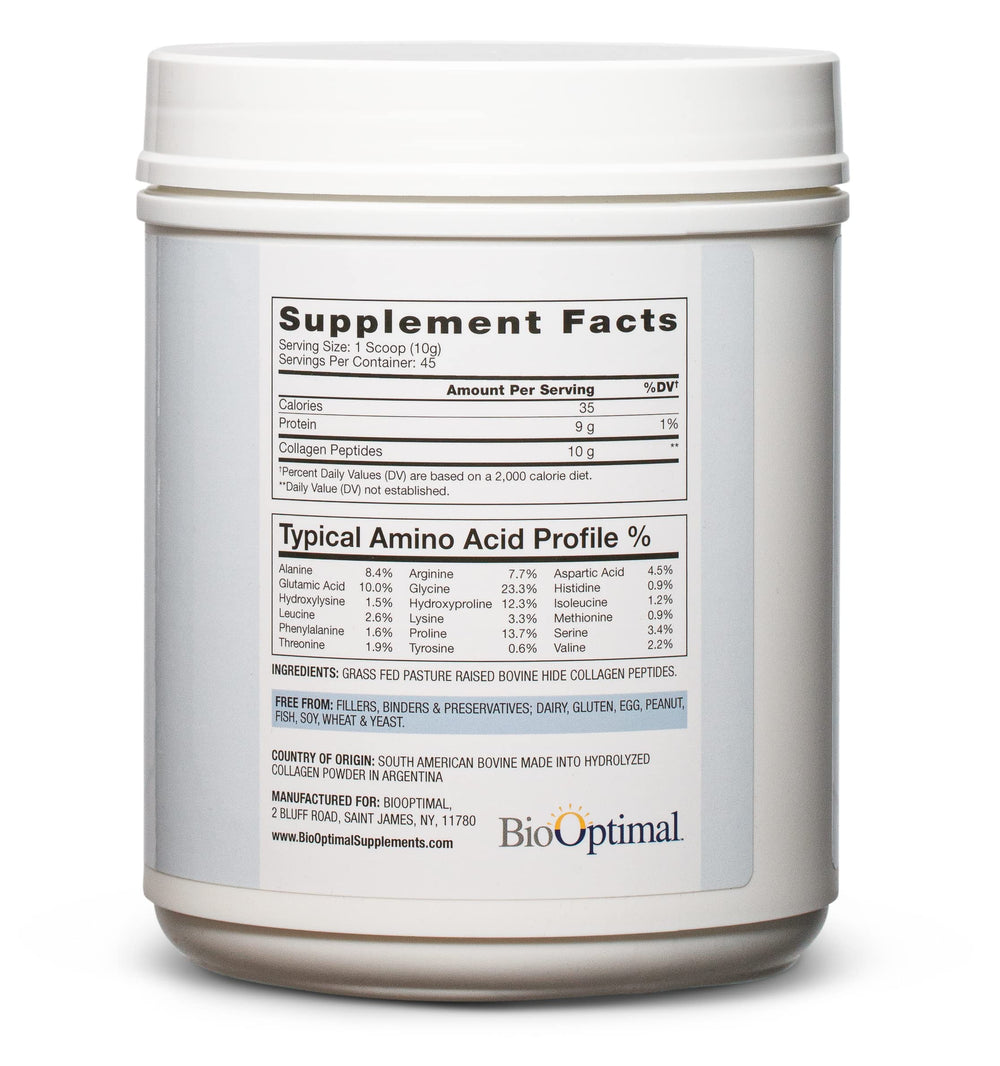 BioOptimal Collagen Peptides Powder being poured shows quick mix and smooth texture.